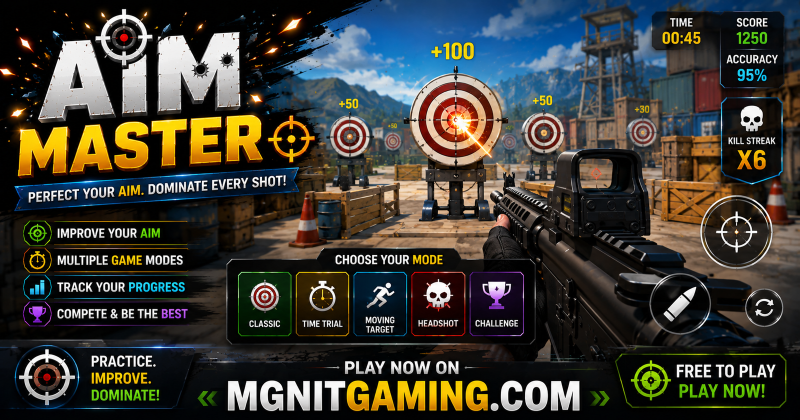 Aim Master Game | Improve Your Shooting Accuracy Online Free | Best Free Target Practice Game | MGNiT Gaming